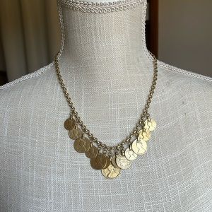 Stella & Dot Rio Coin Gold Tone Necklace Brass
